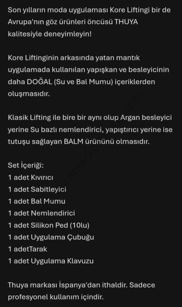 Thuya kaş kirpik lifting seti kore liftingi