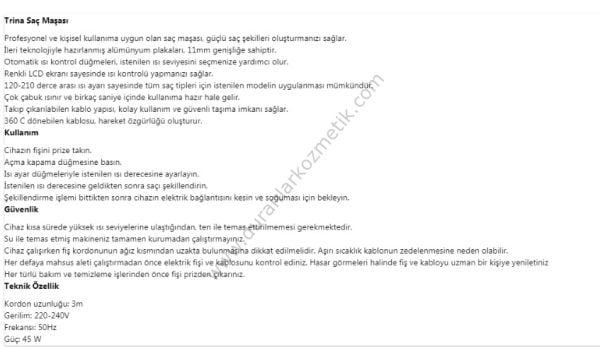 Trina bronz renk profesyonel saç maşası 25 mm 0061