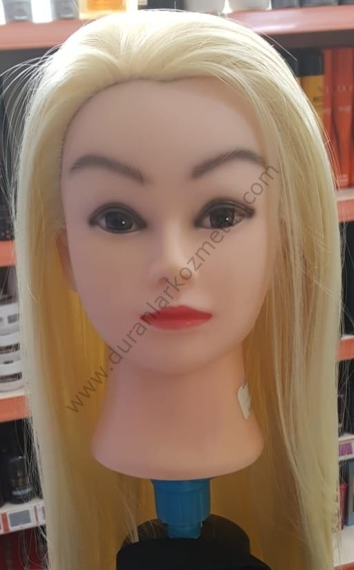 KUAFÖR SAÇ KESİM EĞİTİMİ ÇALIŞMA MANKENİ SENTETİK SARI RENK*