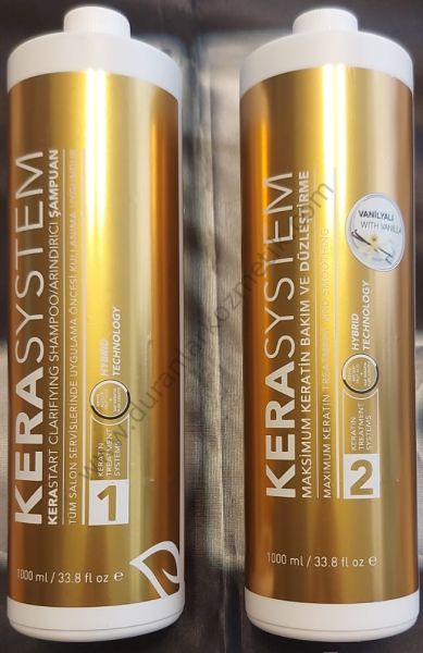 Kera System keratin ve arındırıcı şampuan 1000 ml set no 1 no 2 vanilya