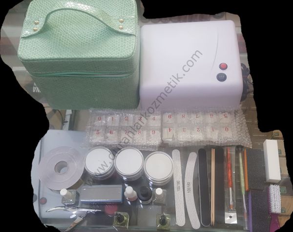 Protez tırnak jel sistem set + uv kurutucu cihaz