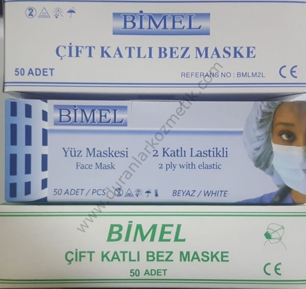 Ağız maskesi bimel 50 li 2 katlı lastikli