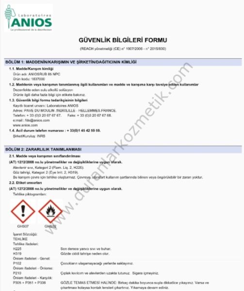 Dentasept aniosrub 85NPC Hidroalkolik el - vücut antiseptiği 1000 ml
