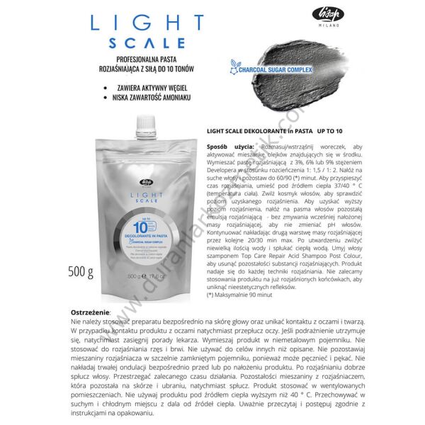 Lisap light scale saç açıcı 500 gr 10 tons decolorante in pasta carbon